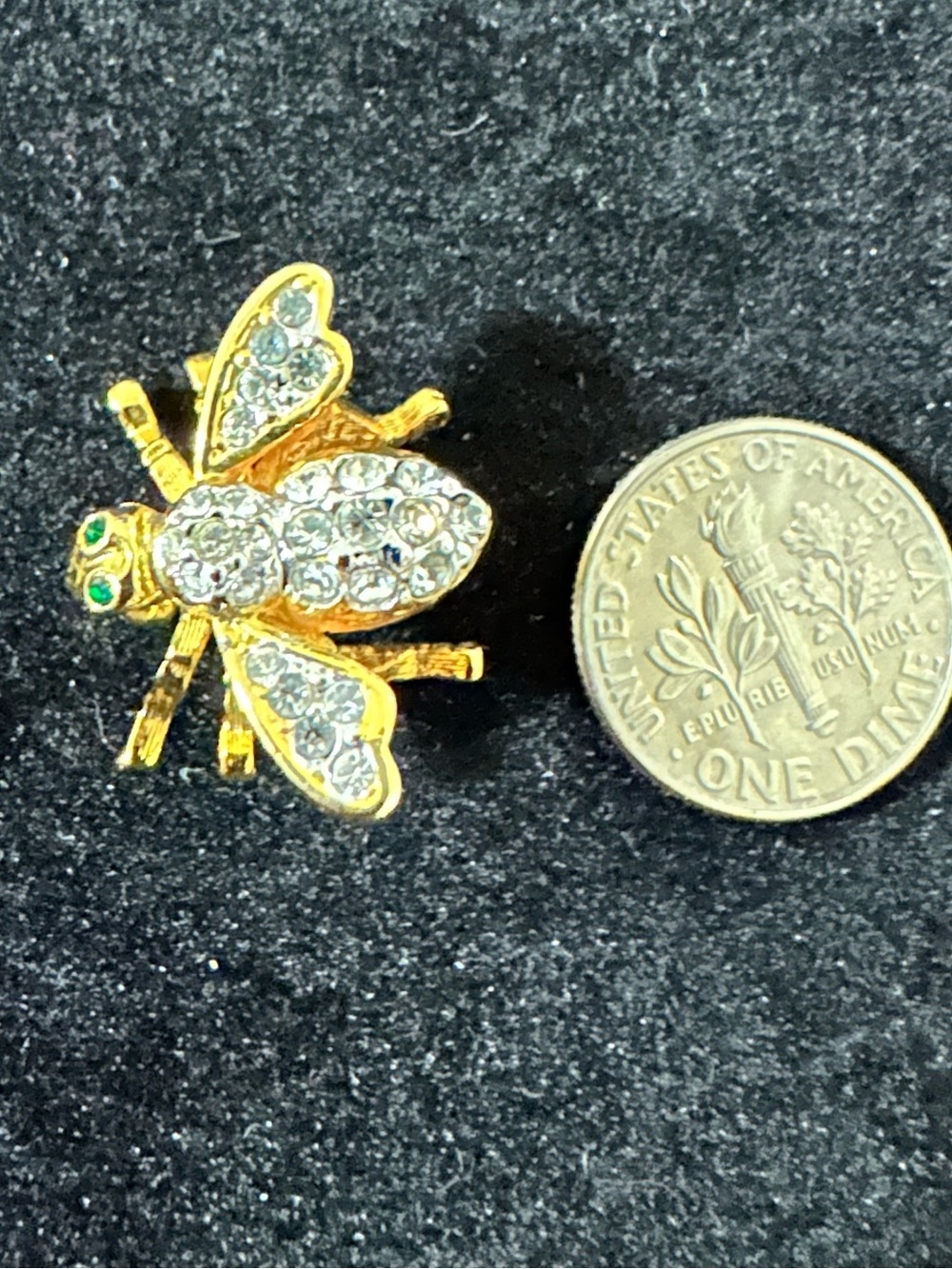 Joan Rivers vintage gold pavé rhinestone bee brooch